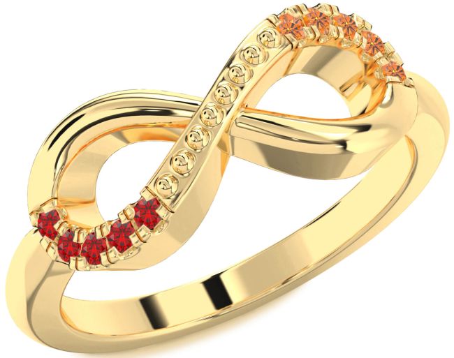 Ruby & Citrine Gold Silver Infinity Round Promise Ring