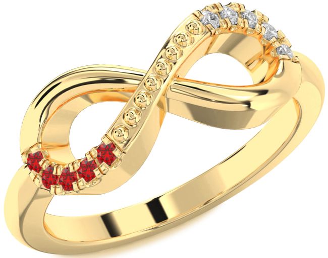 Diamond & Ruby Gold Infinity Round Promise Ring