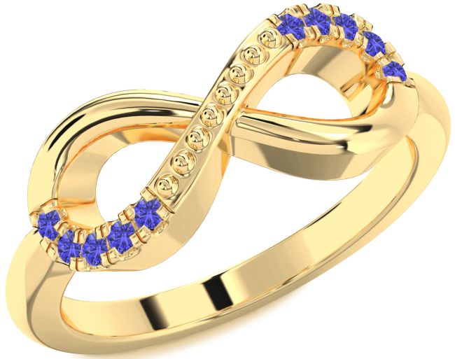 Tanzanite Gold Silver Infinity Round Ring