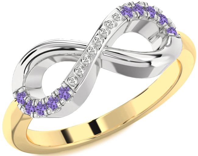 Alexandrite Gold Silver Infinity Round Ring