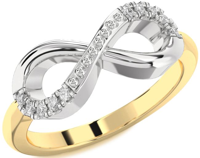 Moissanite Gold Silver Infinity Round Ring