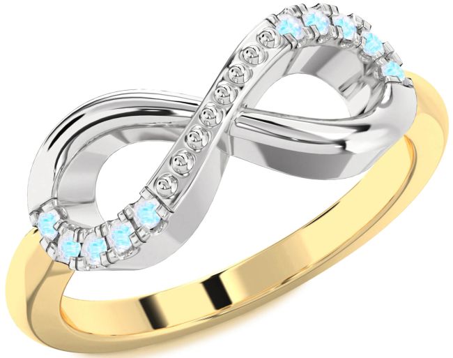 Moonstone Gold Silver Infinity Round Ring