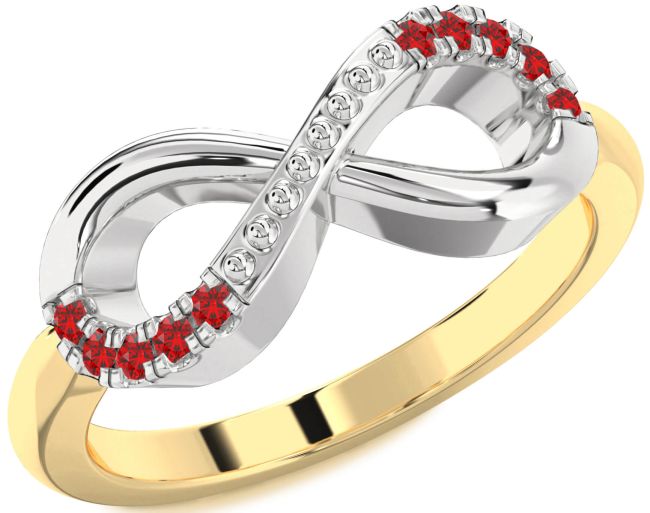 Ruby Gold Silver Infinity Round Ring