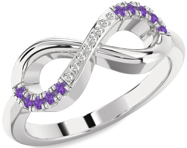 Amethyst Platinum Infinity Round Ring