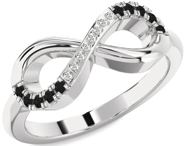 Black Diamond White Gold Infinity Round Ring