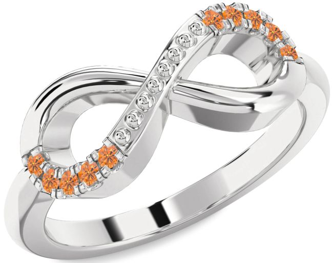 Citrine White Gold Infinity Round Ring