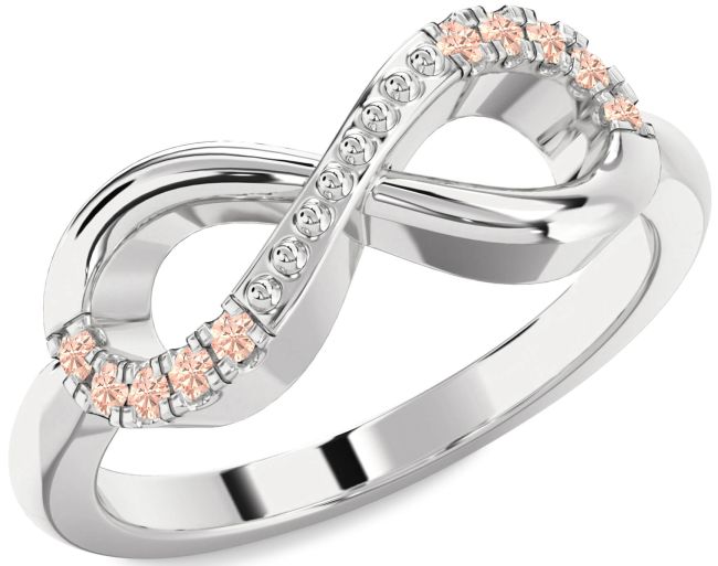 Morganite Platinum Infinity Round Ring