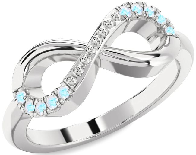 Moonstone White Gold Infinity Round Ring