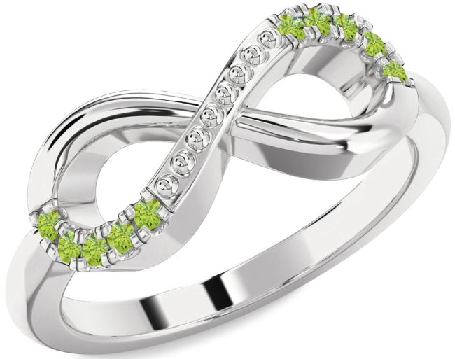 Peridot White Gold Infinity Round Ring