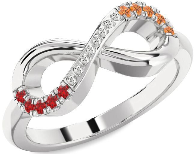 Ruby & Citrine Silver Infinity Round Promise Ring