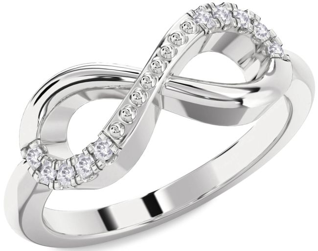 Salt & Pepper Diamond White Gold Infinity Round Ring