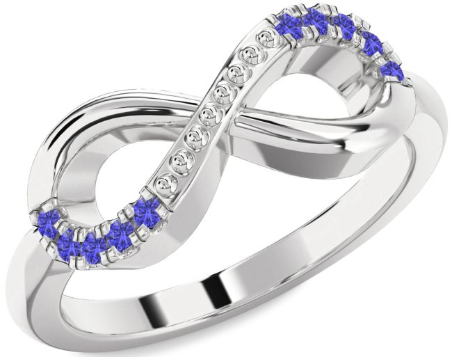 Tanzanite White Gold Infinity Round Ring