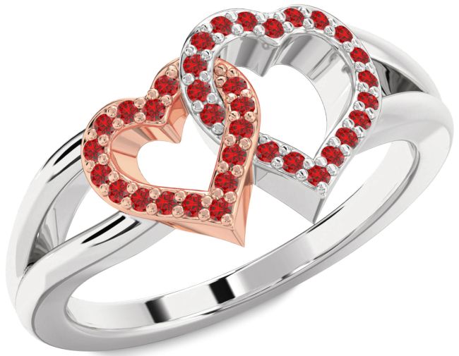 Ruby Rose Gold Silver Heart Ring