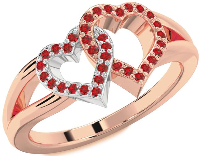 Ruby Rose Gold Silver Heart Ring