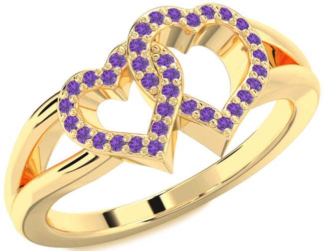 Amethyst Gold Heart Ring