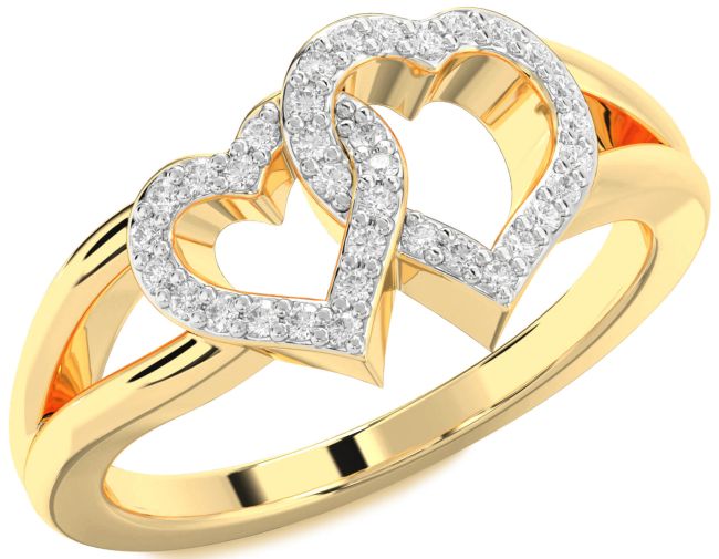 Diamond Gold Silver Heart Ring