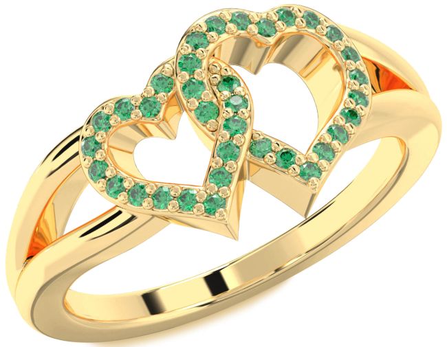 Emerald Gold Heart Ring