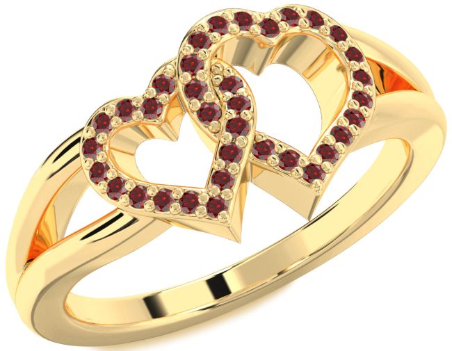 Garnet Gold Heart Ring