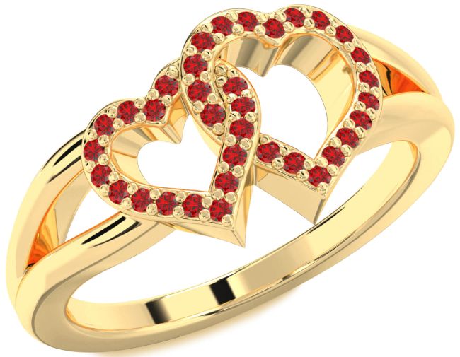 Ruby Gold Heart Ring