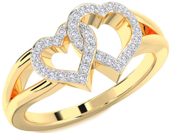Salt & Pepper Diamond Gold Heart Ring