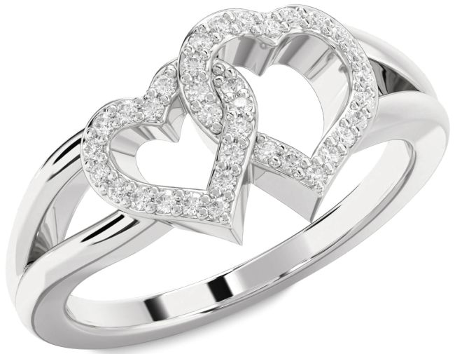 Diamond Silver Heart Ring