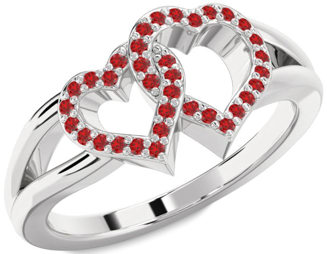 Ruby Platinum Heart Ring