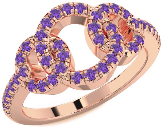 Amethyst Rose Gold Silver Infinity Circle Ring