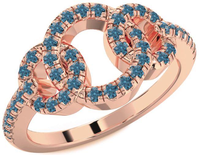 Blue Diamond Rose Gold Infinity Circle Ring