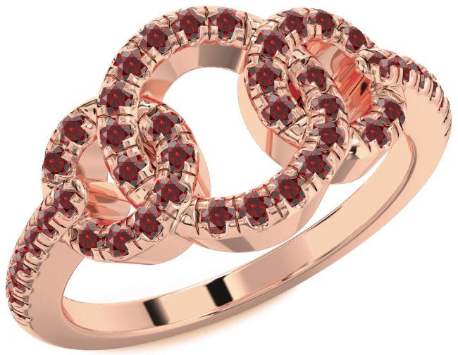 Garnet Rose Gold Infinity Circle Ring