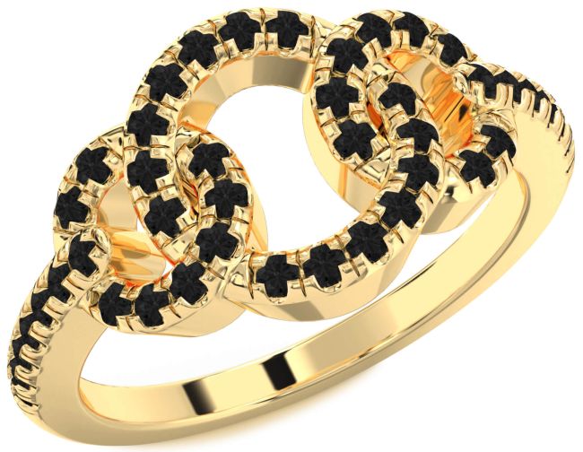 Black Diamond Gold Infinity Circle Ring