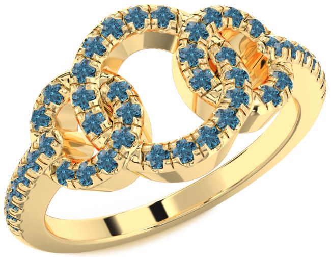 Blue Diamond Gold Infinity Circle Ring