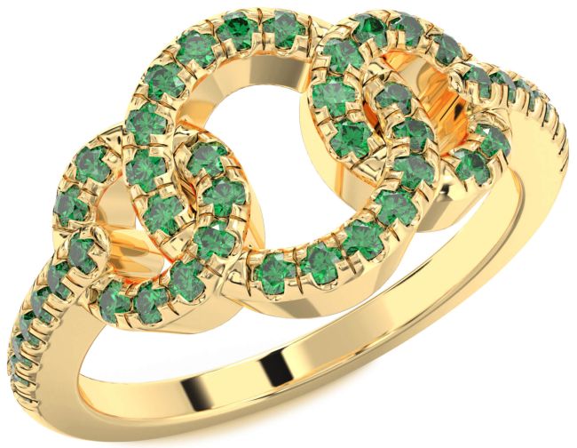 Emerald Gold Infinity Circle Ring