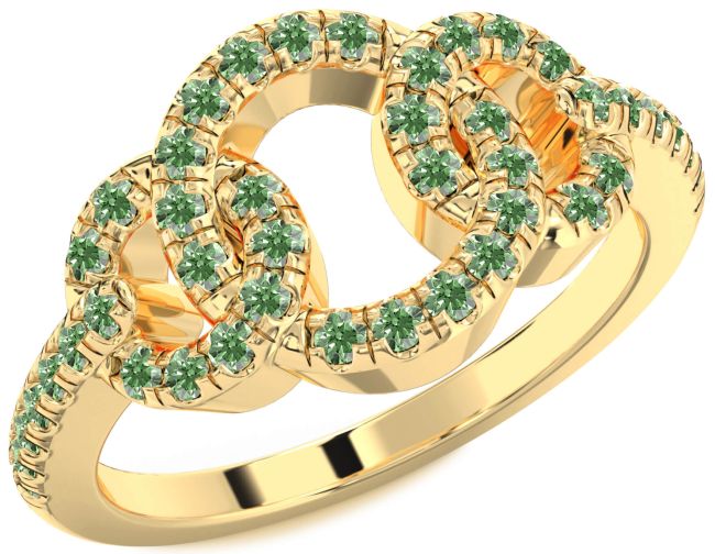Green Diamond Gold Infinity Circle Ring