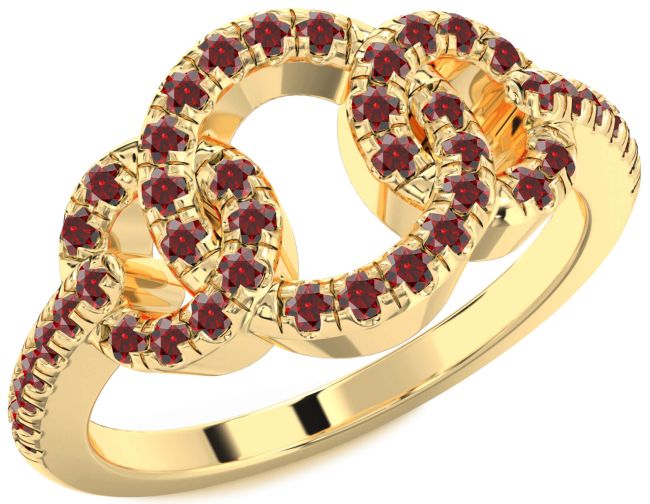 Garnet Gold Infinity Circle Ring