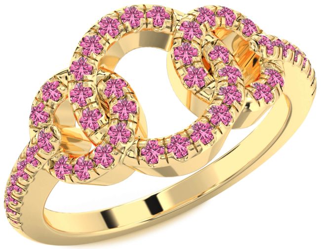 Pink Sapphire Gold Infinity Circle Ring