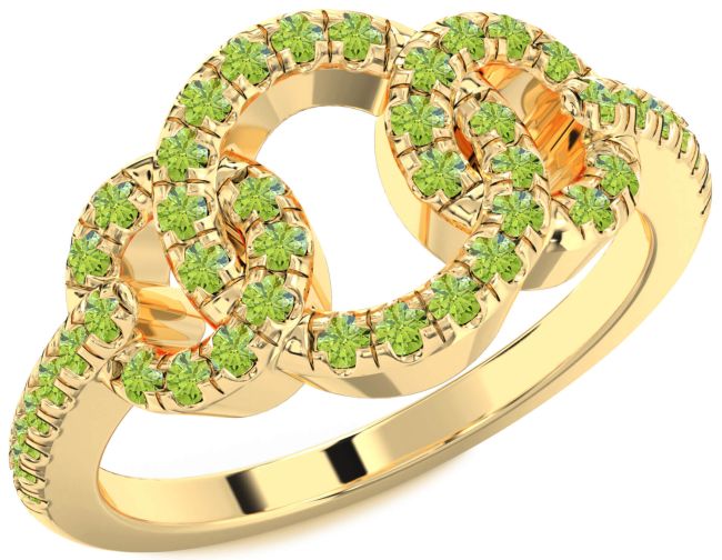Peridot Gold Infinity Circle Ring