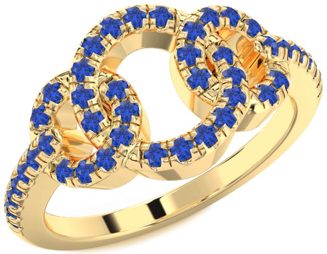 Blue Sapphire Gold Infinity Circle Ring
