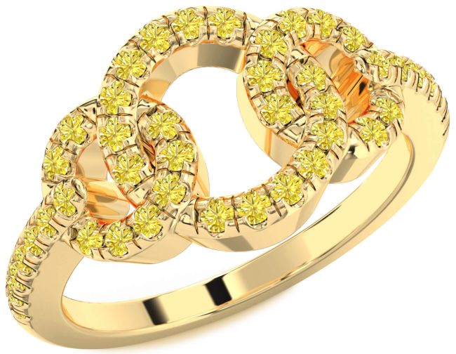 Yellow Diamond Gold Silver Infinity Circle Ring