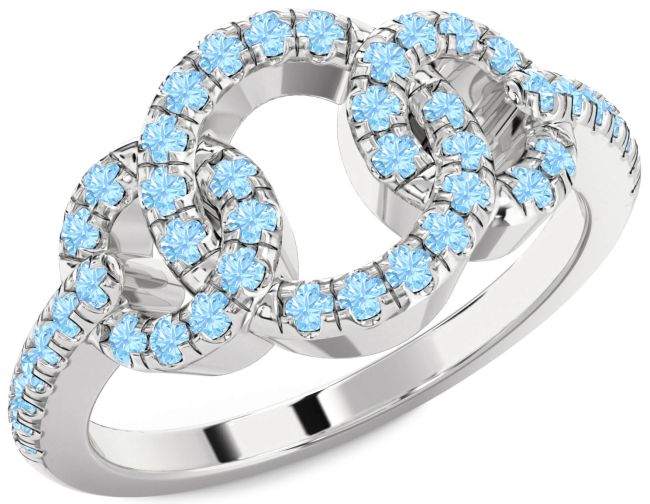 Aquamarine Silver Infinity Circle Ring