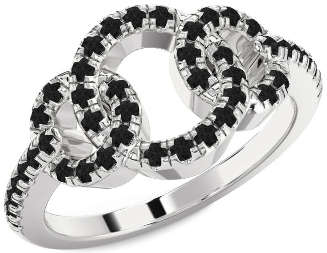 Black Diamond Silver Infinity Circle Ring