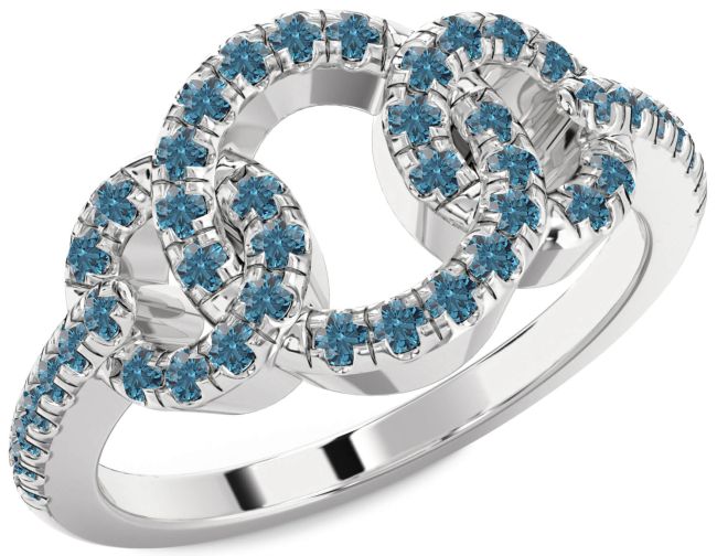 Blue Diamond Silver Infinity Circle Ring