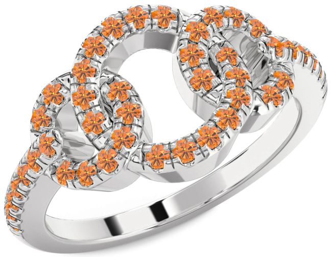 Citrine Silver Infinity Circle Ring