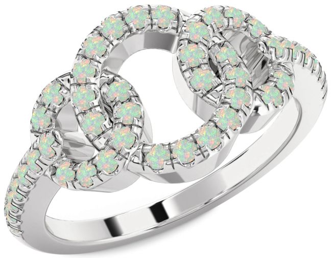 Opal Silver Infinity Circle Ring