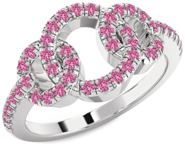 Pink Sapphire Platinum Infinity Circle Ring