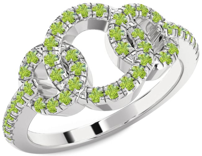 Peridot Silver Infinity Circle Ring