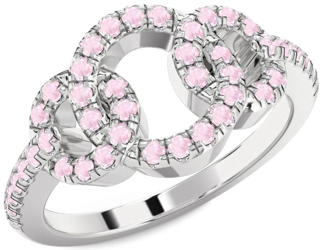 Rose Quartz Silver Infinity Circle Ring