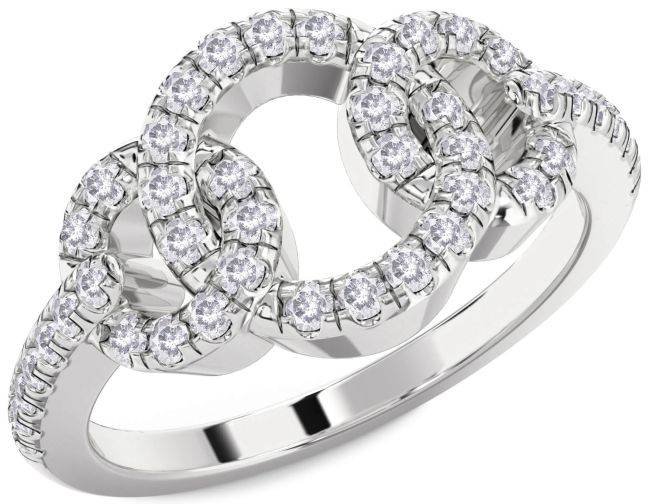 Salt & Pepper Diamond Silver Infinity Circle Ring