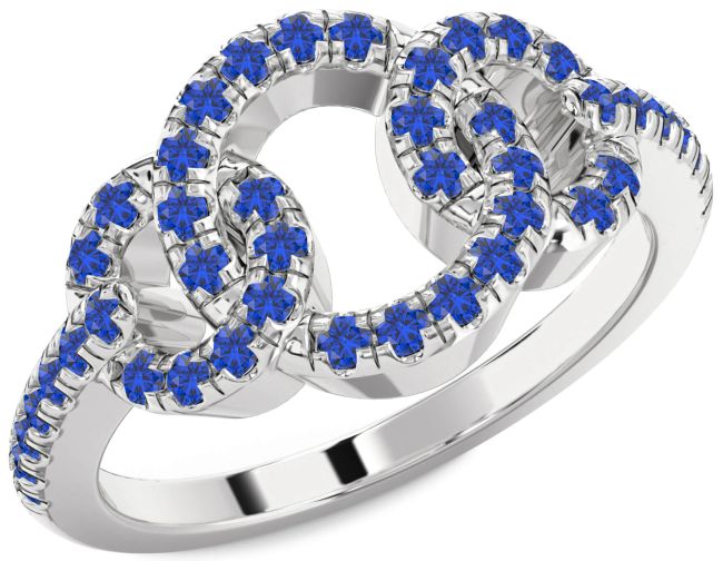 Blue Sapphire Silver Infinity Circle Ring