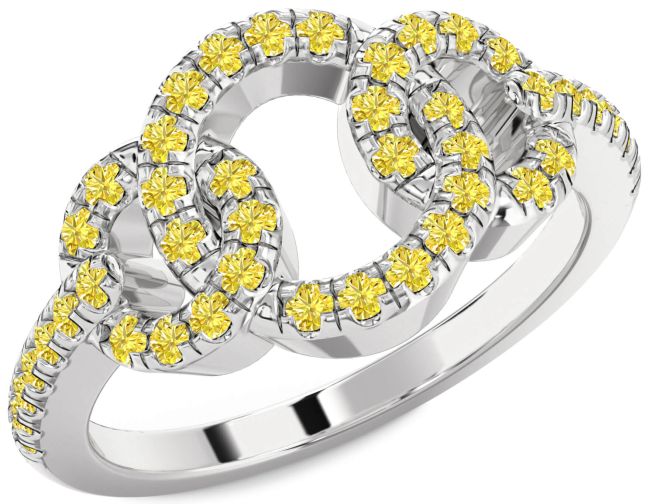 Yellow Diamond Silver Infinity Circle Ring