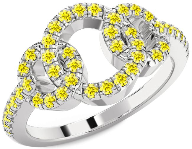 Yellow Sapphire Silver Infinity Circle Ring